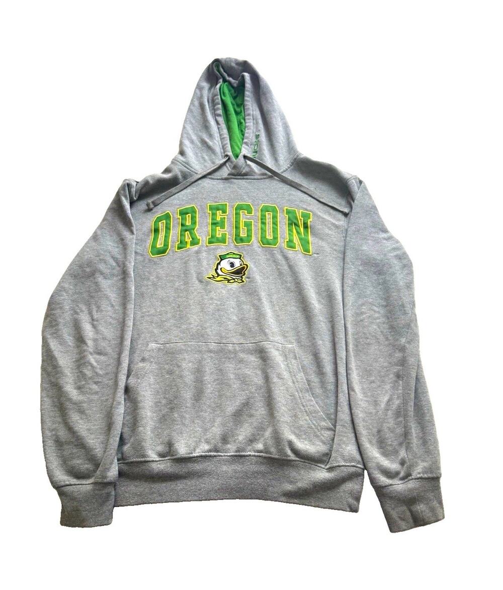 Colosseum Oregon Ducks Men's Hooded Sweatshirt Hoodie Size M Gray Green Yellow